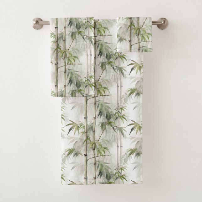 Grüner Bambus Serenity Buddha Badhandtuch Set (Insitu)
