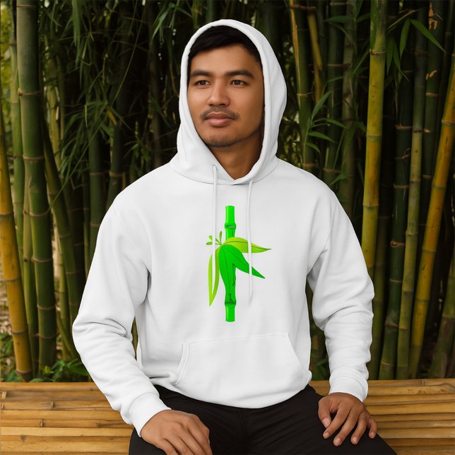 Grüner Bambusstalk mit tropischen Blätter Hoodie (Von Creator hochgeladen)
