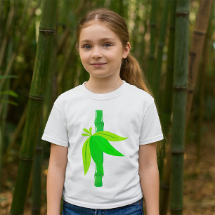 Grüner Bambusstalk mit tropischen Blätter T-Shirt