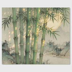 Grüner Bambuswald Chinesische Tinte Geschenkpapier