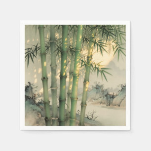 Grüner Bambuswald Chinesische Tinte Serviette