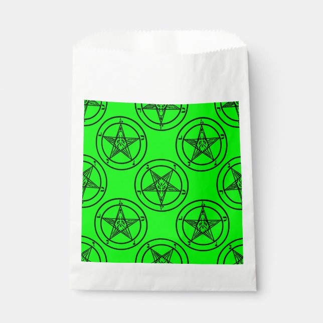 Grüner Baphomet-Pentagramm Geschenktütchen (Vorderseite)