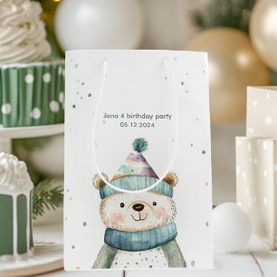 Grüner Bär Geburtstag Winter Wonderland Party Mittlere Geschenktüte