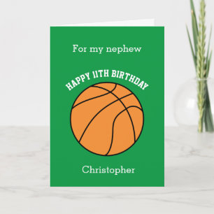 Grüner Basketball Froher 11. Geburtstag Neffe Karte