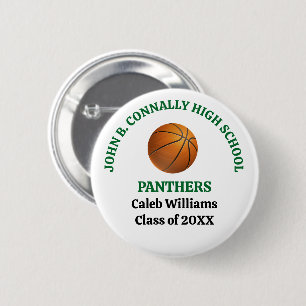 Grüner Basketballspieler der High School personali Button