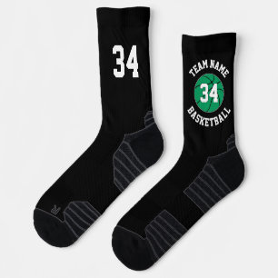 Grüner Basketballspieler-Teamname und -Nummer Socken