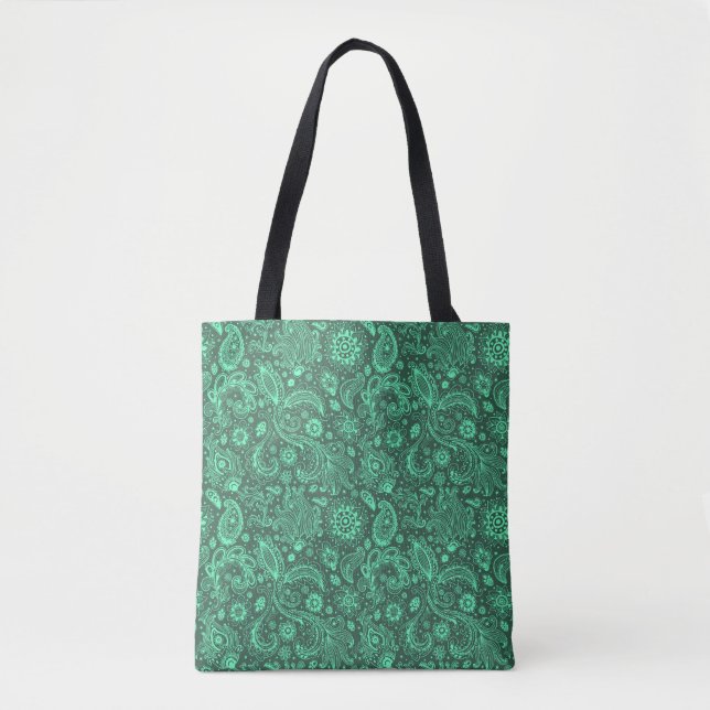 Grüner Batik-Boho-Stil floral Paisley-Muster (Vorderseite)