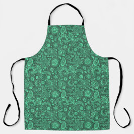 Grüner Batik-Boho-Stil floral Paisley-Muster Schürze