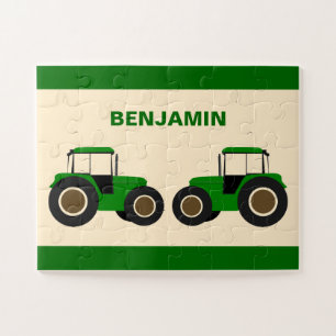 Grüner Bauernhof Traktor Kinder Name Puzzle