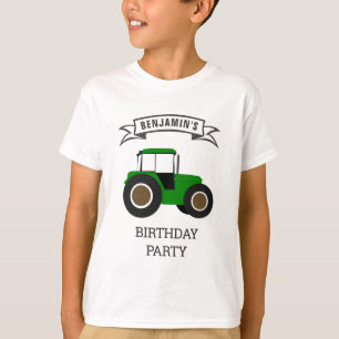 Grüner Bauernhof-Traktor Kindergeburtstagsfeier T-Shirt