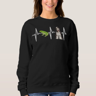Grüner Baum Frosch Bartded Collie Heartbeat Hund Sweatshirt