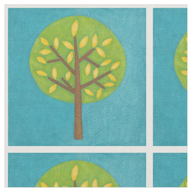 Grüner Baum mit gelben Blätter von Chariklia Zarri Stoff (Nahaufnahme)