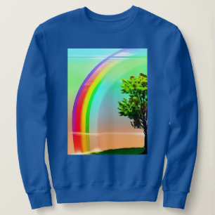 Grüner Baum unter einem Regenbogen Sweatshirt