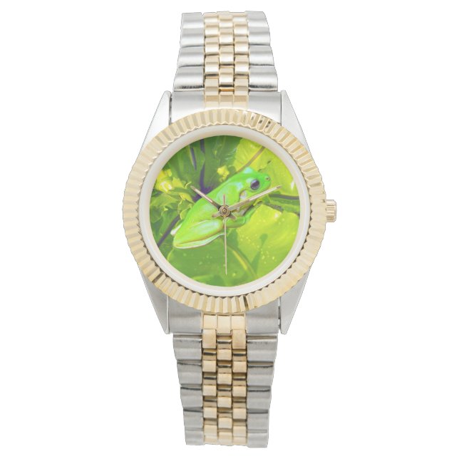 Grüner Baumfrosch, Unisex Armbanduhr (Vorderseite)