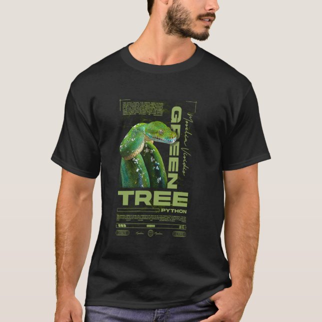 Grüner Baumpython-Schlangeneigner Streetwear Repti T-Shirt (Vorderseite)
