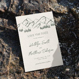Grüner Bergkiefernbaum Hochzeit im Freien Save The Date