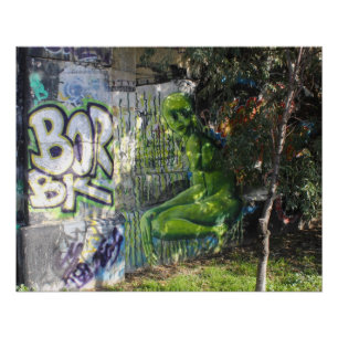 Grüner Besucher aus dem Weltraum Graffiti Poster