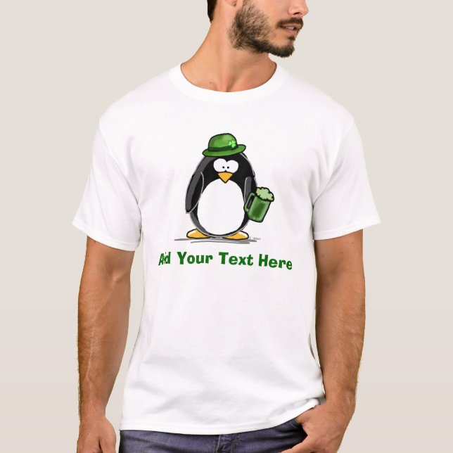 Grüner Bier-Pinguin T-Shirt (Vorderseite)