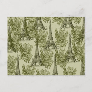Grüner Blumen Paris Eiffelturm Postkarte