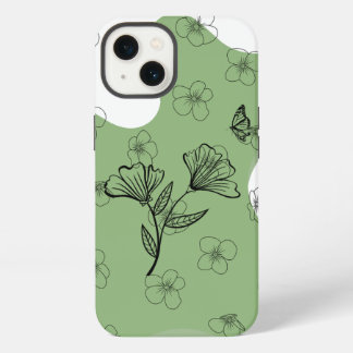 Grüner Blumen- und Schmetterlings-Handyhülle iPhone 13 Hülle