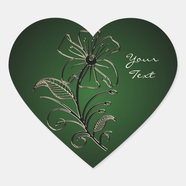Grüner Blumenaufkleber Herz-Aufkleber (Vorderseite)