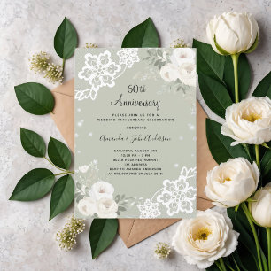 Grüner Blumendiamant 60. Hochzeitstag Einladung