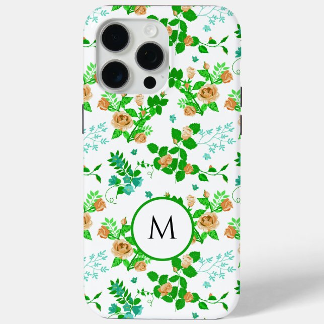 Grüner Blumengarten Mit Monogramm Case-Mate iPhone Hülle (Rückseite)
