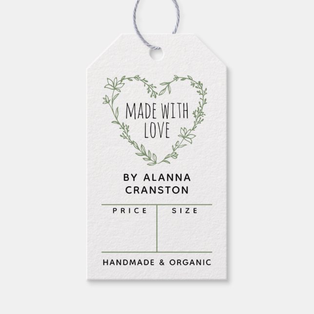 Grüner Blumenkranz aus Liebe Geschenkanhänger (Vorderseite)