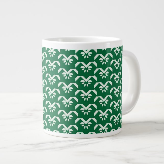Grüner Blumenzickzack Jumbo-Tasse (Vorderseite Rechts)