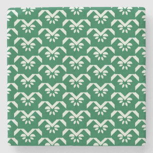 Grüner Blumenzickzack Steinuntersetzer