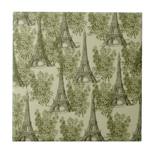 Grüner Blumiger Paris Eiffelturm Fliese