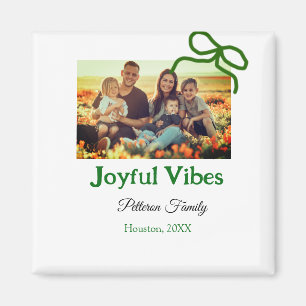 Grüner Bogen fröhlich Vibes fügt Familienname Foto Magnet