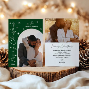 Grüner Bogen Modern Script 2 Foto Frohe Weihnachte Feiertagskarte