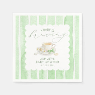 Grüner Bogen Tee Baby Is Brewing Baby Shower Serviette