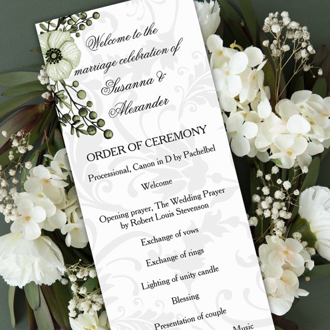 Grüner Boho-Blumenkranz-Hochzeit  Programm (Von Creator hochgeladen)