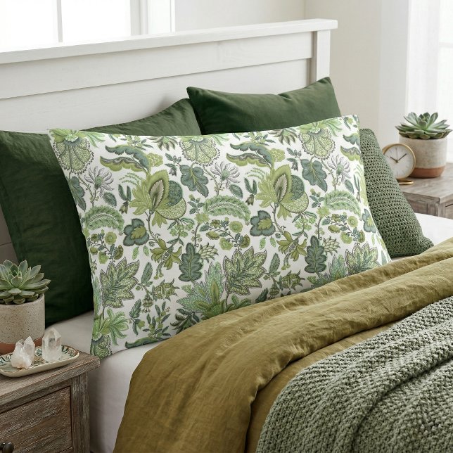 Grüner Boho Vintage Blumenprint Kissenbezug (Von Creator hochgeladen)