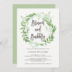 Grüner botanischer BlätterWreathBrunch und Einladung