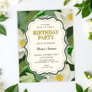 Grüner Botanischer Geburtstag Einladung