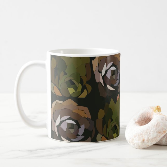 Grüner Botanischer Kaktus Kaffeetasse (Mit Donut)