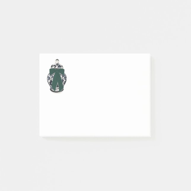 Grüner Bow Chinoiserie Vase Post-it Notes Klebezettel (Vorderseite)