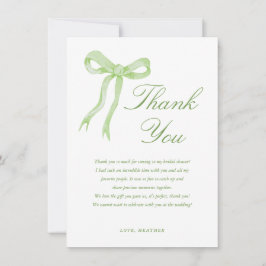 Grüner Bow Sie bindet das Brautparty des Knotens Dankeskarte