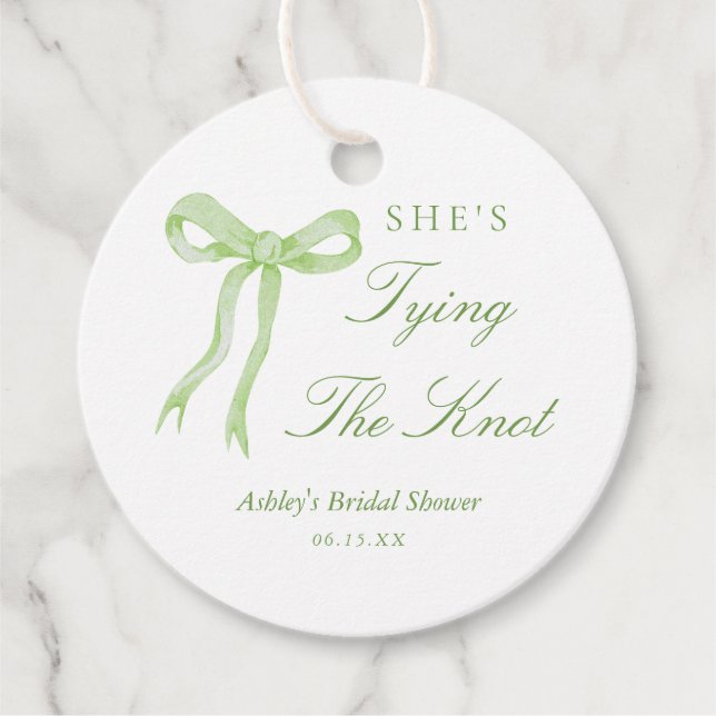 Grüner Bow Sie bindet das Brautparty des Knotens Geschenkanhänger (Vorderseite)