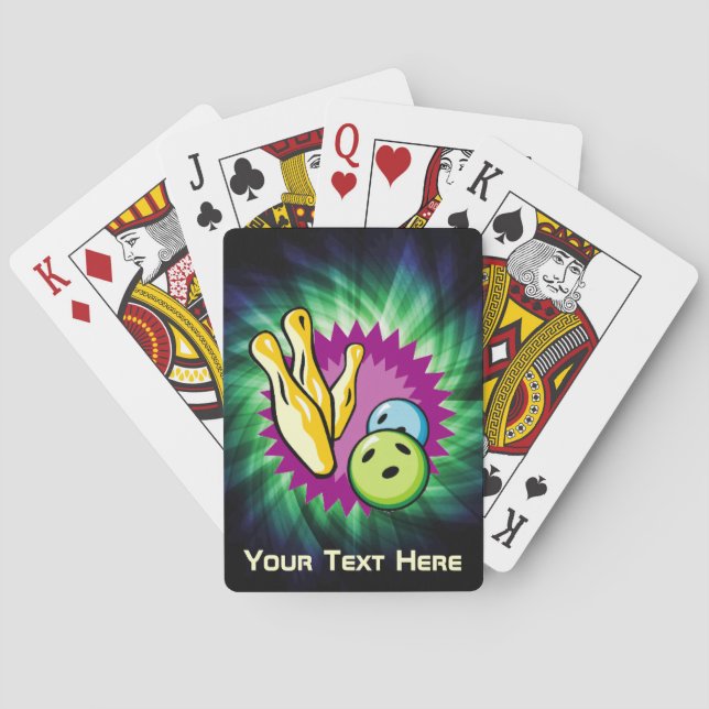 Grüner Bowlings-Ball; Buttone Spielkarten (Rückseite)