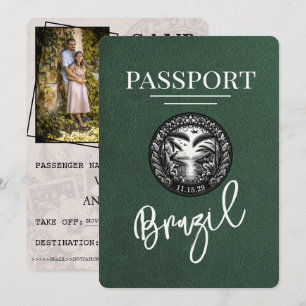 Grüner Brasilien Reisepass Save The Date