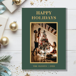 Grüner Brief und Foto für Minimalistische klassisc Feiertagskarte