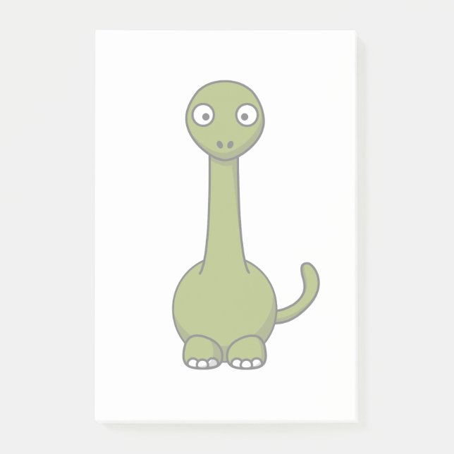 Grüner Brontosaurus-Cartoon Post-it Klebezettel (Vorderseite)
