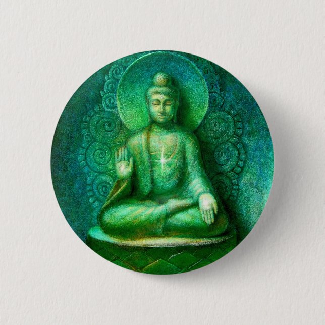 Grüner Buddha Button (Vorderseite)