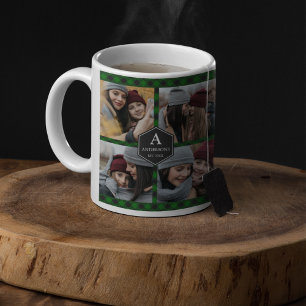 Grüner Buffalo-Karo-Holzfäller-Fotocollage Kaffeetasse