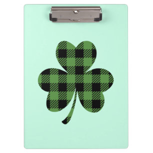 Grüner Büffel-Kariert Shamrock Kleeblatt Design-61 Klemmbrett