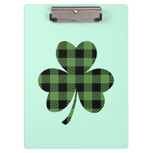 Grüner Büffel-Kariert Shamrock Kleeblatt Design-61 Klemmbrett (Vorderseite)